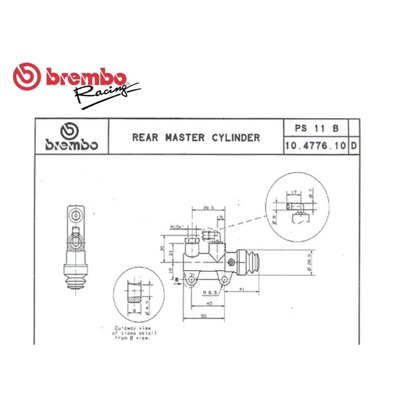 bomba de freno trasero brembo racing ps 11 b salida superior universal 10477610