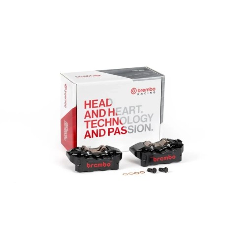 pinzas brembo racing pinzas de freno radiales cnc gp4 rb negras 100mm 220b47330