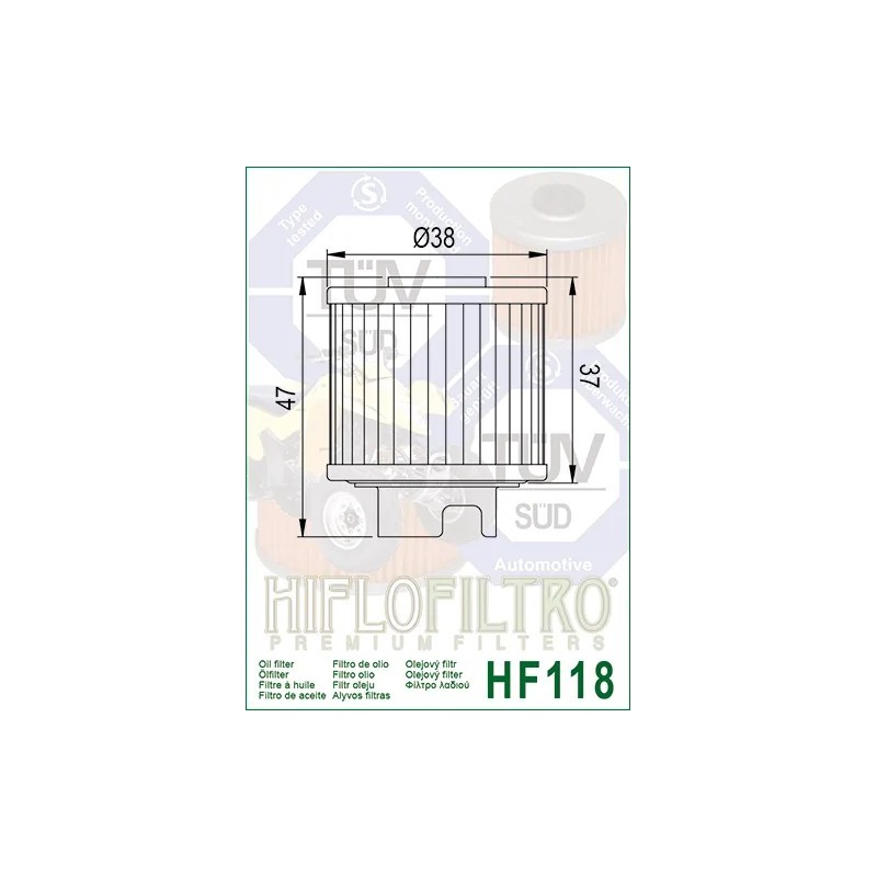 filtro de aceite hiflofiltro hf118