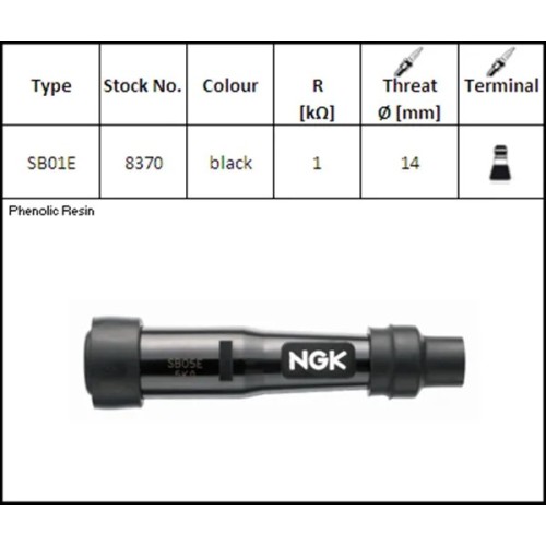 pipa bujia de moto ngk 8370 sb01e