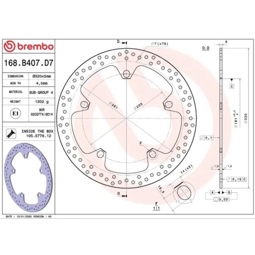 disco de freno moto brembo fijo serie oro 168b407d7 con kit de montaje