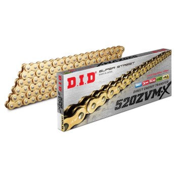 cadena did 520 zvm x 120 pasos color oro con remache 28031209z