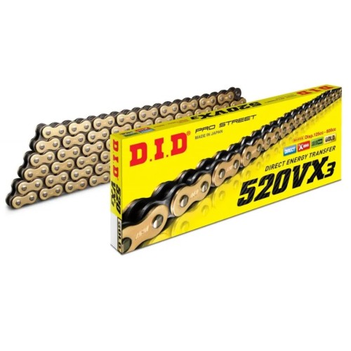 cadena did 520 vx3 110 pasos color oro y negro con remache 28831107z