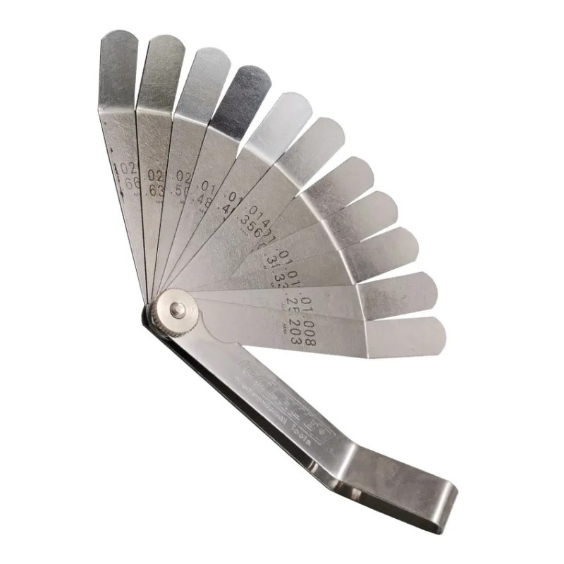 juego de galgas 12 hojas toolhub 10200 acodadas 30 largo 100 mm para moto