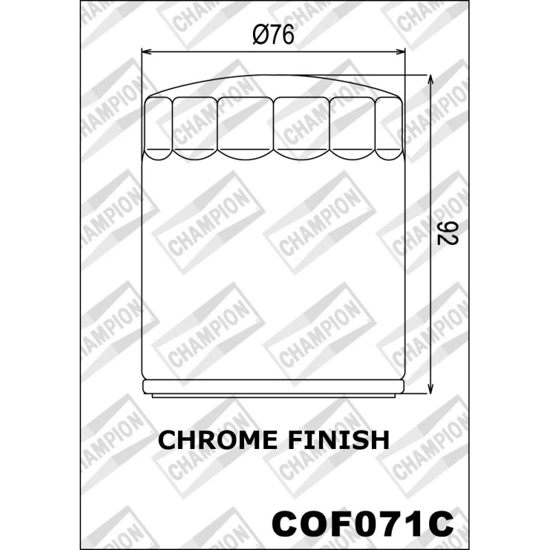 filtro de aceite champion para moto acabado cromado cof071c