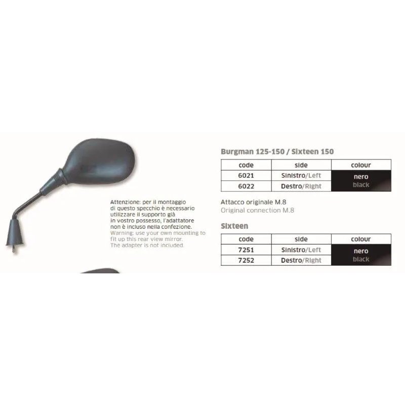 Espejo Burgman 125-150 - Sixteen 150 Izq - FAR6021
