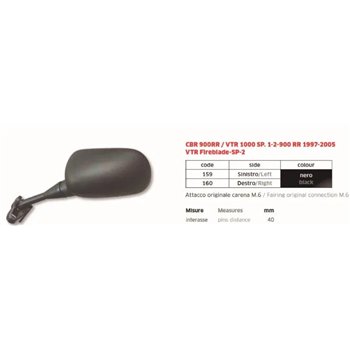 Espejo Honda Cbr900Rr Vtr1000 Izdo - FAR159