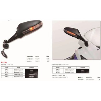 Espejo R1-R6 Der. Carbono con led - FAR6718