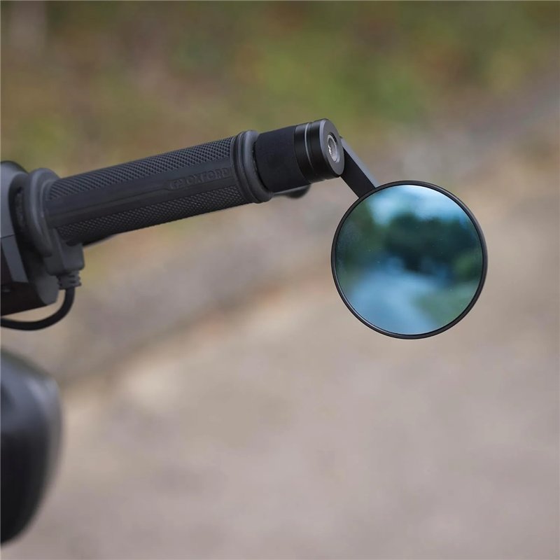 Espejo retrovisor bar end Oxford Circle 360 OX508 negro para manillar 22 mm moto