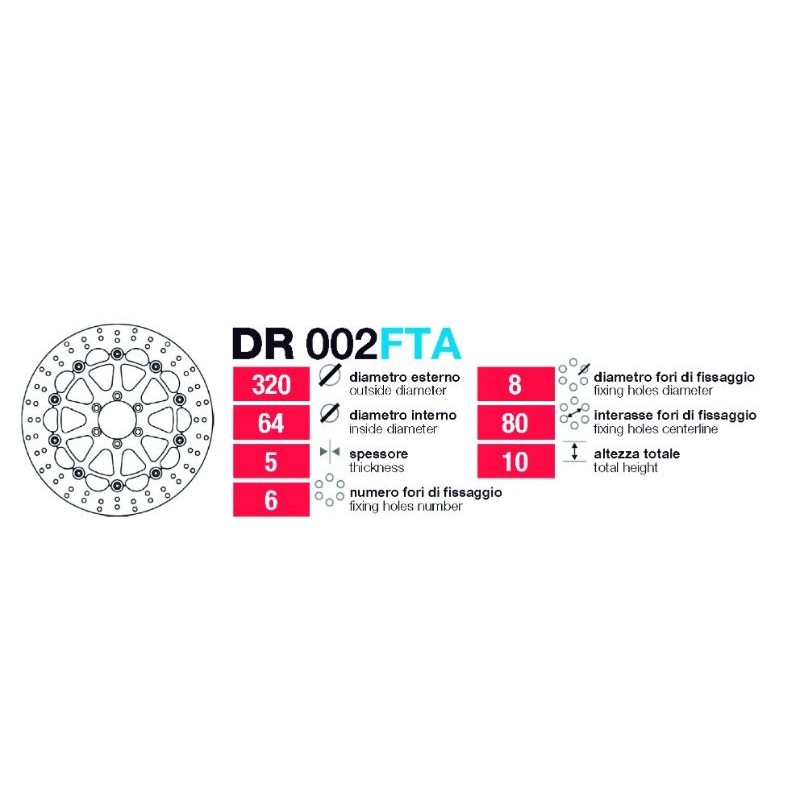 discos de freno delantero flotante dr002fta