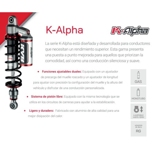amortiguadores traseros kyb rg2 1002 2 rojos con deposito honda pcx 125 2021 2025 2 uds