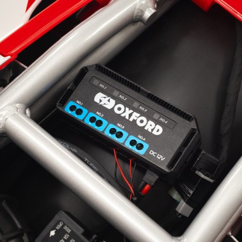 caja de conexiones 12v oxford el112 con rele y 4 salidas con fusible para moto