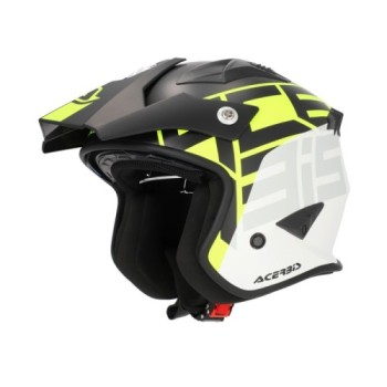 casco acerbis jet aria graphic sport 22 06 color negro y amarillo fluor mate 0026602 457