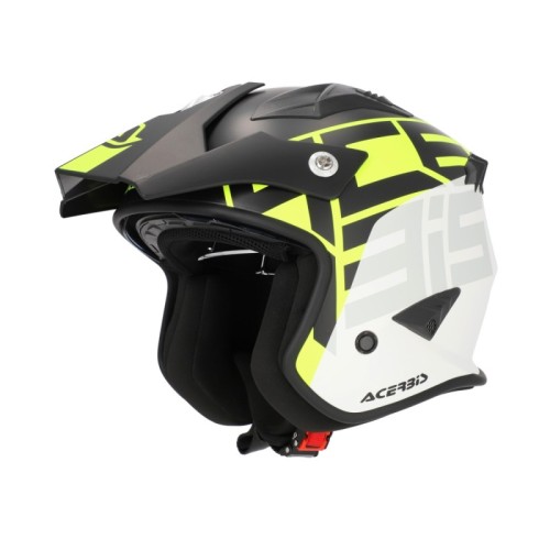 casco acerbis jet aria graphic sport 22 06 color negro y amarillo fluor mate 0026602 457