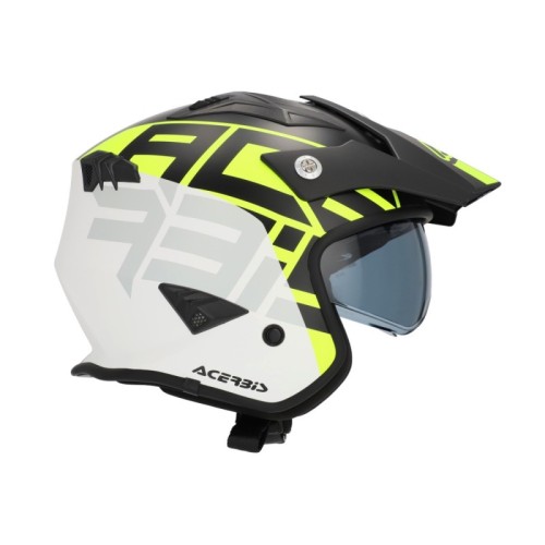 casco acerbis jet aria graphic sport 22 06 color negro y amarillo fluor mate 0026602 457