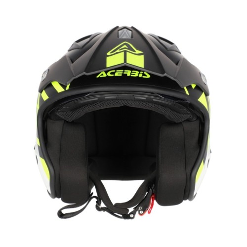 casco acerbis jet aria graphic sport 22 06 color negro y amarillo fluor mate 0026602 457