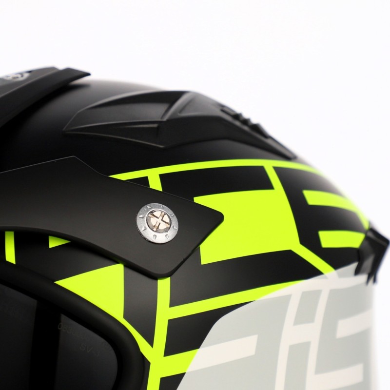 casco acerbis jet aria graphic sport 22 06 color negro y amarillo fluor mate 0026602 457