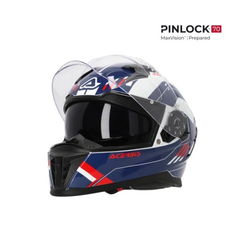 casco integral acerbis x way graphic homologacion 22 06 blanco azul y rojo 0026016 034