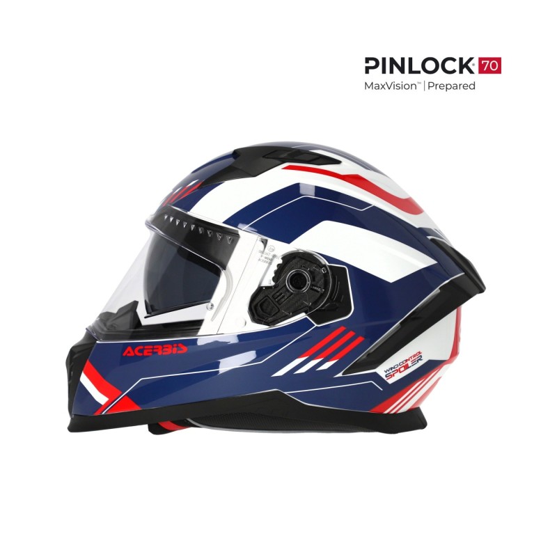 casco integral acerbis x way graphic homologacion 22 06 blanco azul y rojo 0026016 034