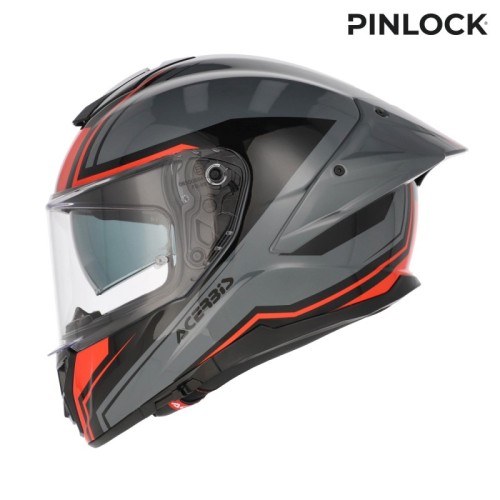 casco integral moto acerbis tarmak x fibra ece 22 06 color gris y rojo 0027315