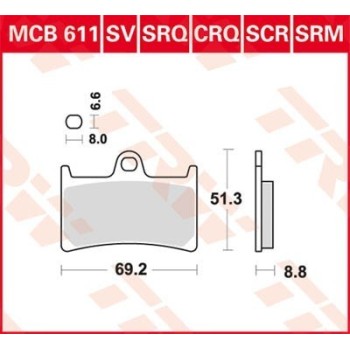 pastillas de freno delantero moto trw mcb611sv 2