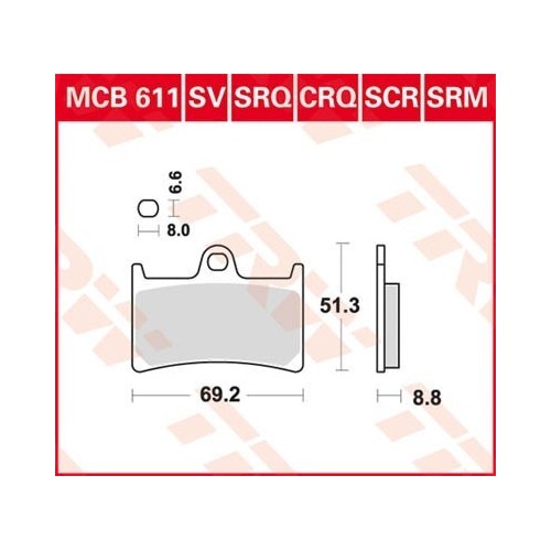 pastillas de freno delantero moto trw mcb611sv