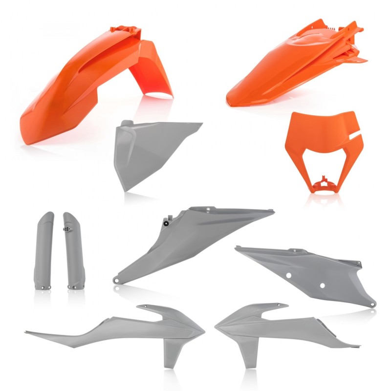 kit completo de plasticos acerbis 0024054 207 ktm exc exc f 150 500 naranja gris