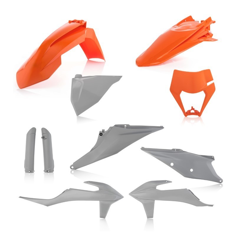 kit completo de plasticos acerbis 0024054 207 ktm exc exc f 150 500 naranja gris