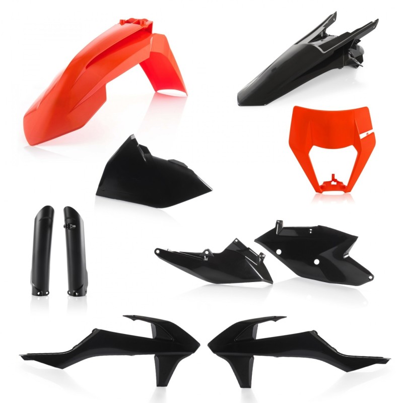kit completo de plasticos acerbis 0022371 313 ktm exc exc f 2017 2019 negro naranja