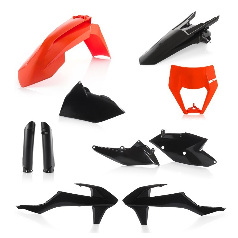 kit completo de plasticos acerbis 0022371 313 ktm exc exc f 2017 2019 negro naranja