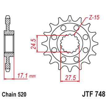 pinon jt sprockets ducati panigale jtf748 15rb paso 520 2