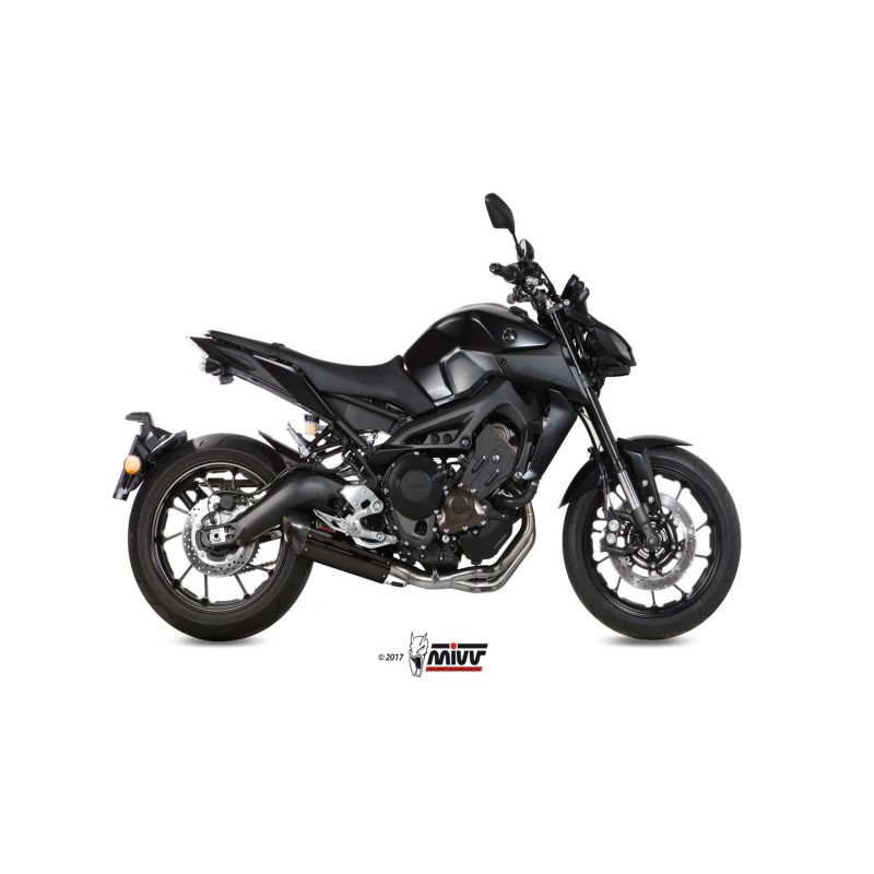 escape completo mivv y 042 l9 suono inox negro estandar para yamaha mt 09 sp fz 09
