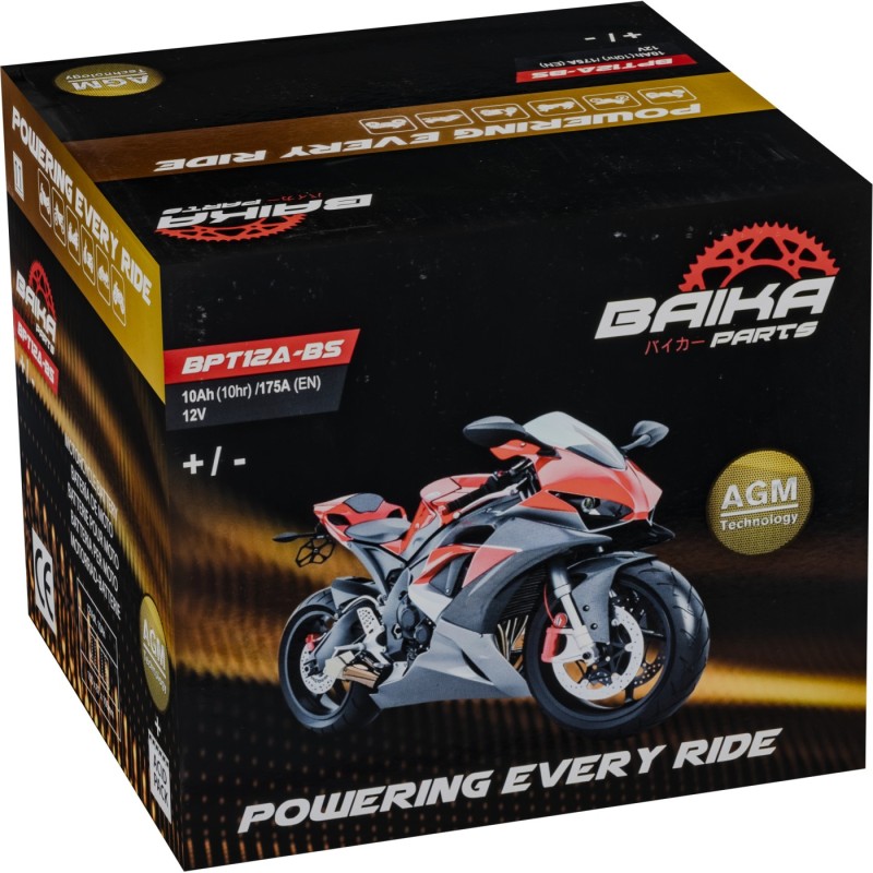 Batería moto AGM Baika Parts yt12abs bpt12absbai