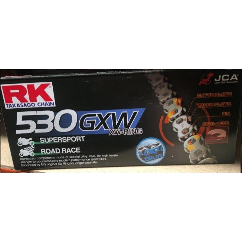 cadena para moto rk 530 gxw xw ring azul 120 pasos bb530zxw120