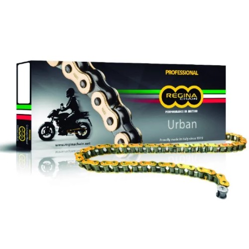 Kit de transmisión Derbi 50 Senda SM X-Treme 2018-2022 JT Sprockets y cadena Regina Urban oro 420 134 pasos