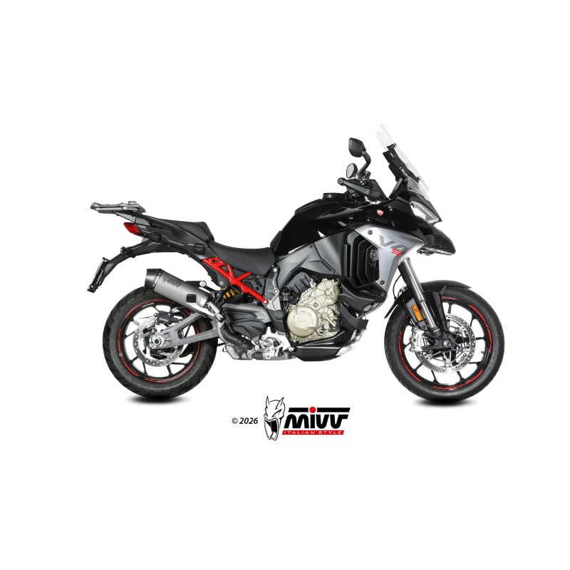 silencioso mivv 2x1 oval titanium con tapa de carbono ducati multistrada v4 v4s 2025 26