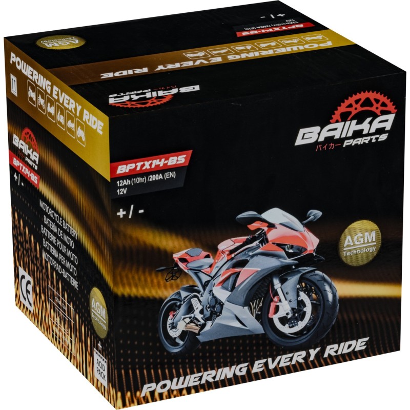 bateria de moto sin mantenimiento precargada baika ytx14 bs