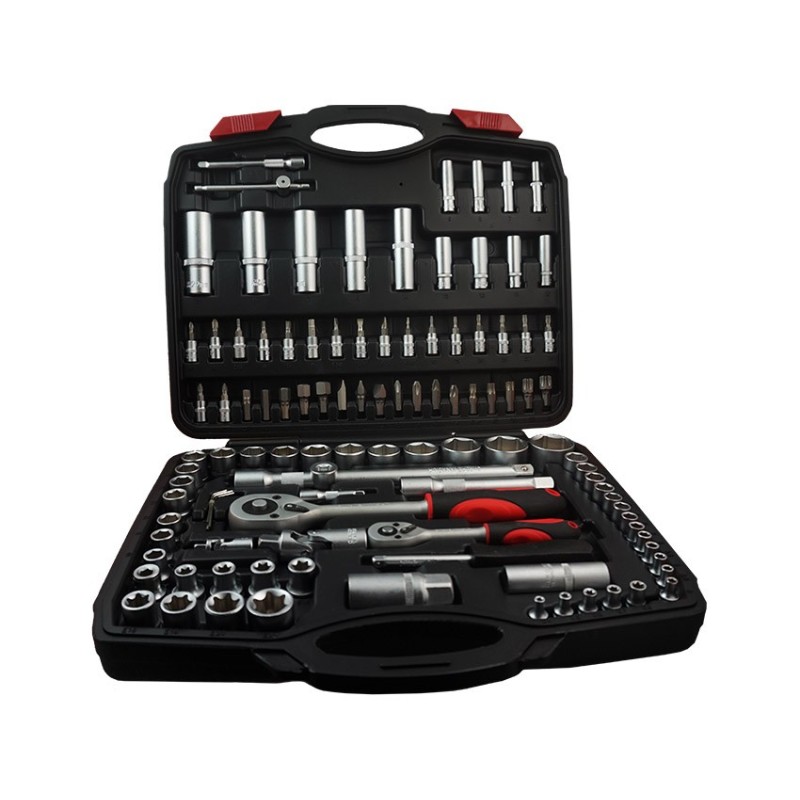 maletin de carraca 1 4 y 1 2 108 piezas toolhub 9023 para taller moto auto