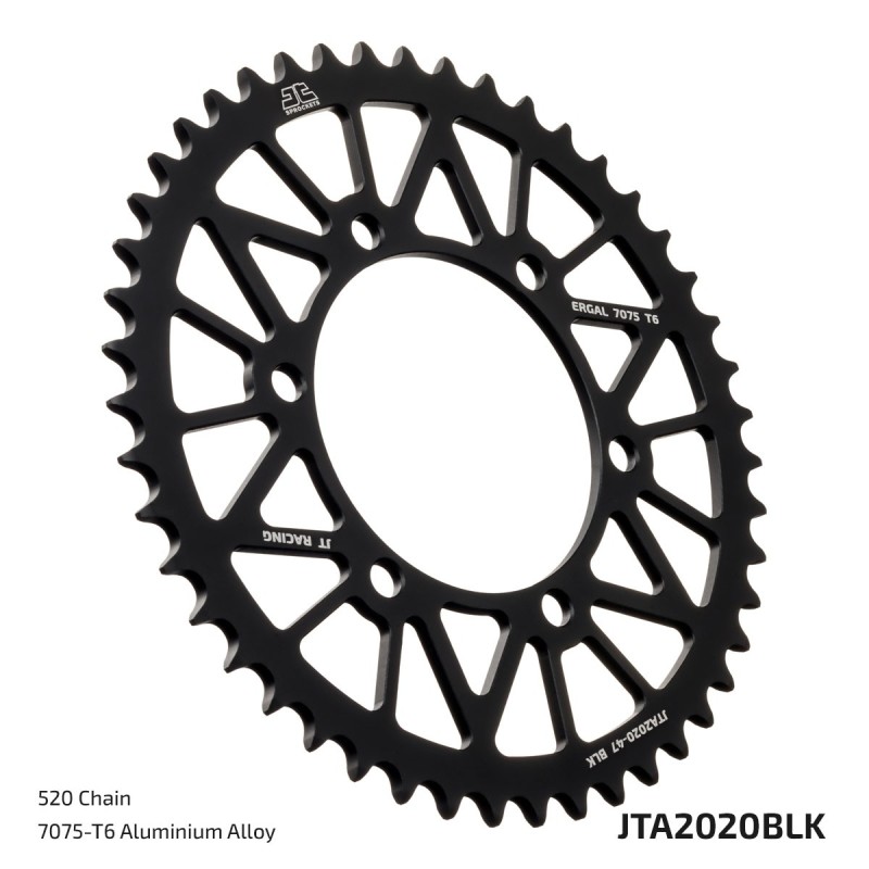 corona trasera jt sprockets jta2020 47blk racelite 47 dientes paso 520 negra