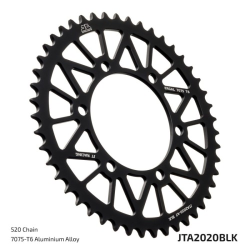 corona trasera jt sprockets jta2020 47blk racelite 47 dientes paso 520 negra