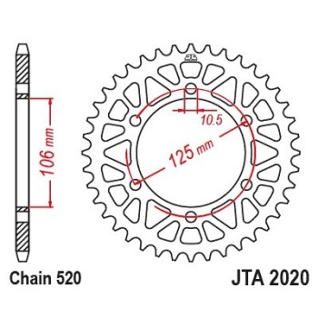 corona trasera jt sprockets jta2020 47blk racelite 47 dientes paso 520 negra 2