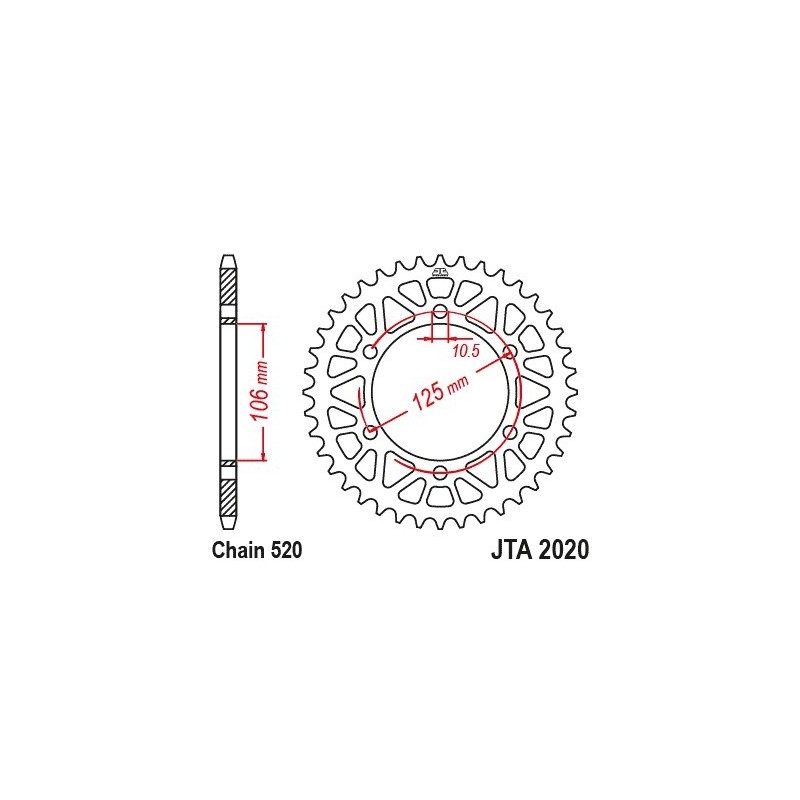 corona trasera jt sprockets jta2020 47blk racelite 47 dientes paso 520 negra