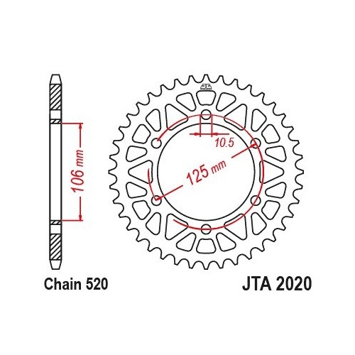 corona trasera jt sprockets jta2020 48blk racelite 48 dientes paso 520 negra