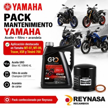 Kit cambio de aceite Yamaha MT-07 MT-09 Tracer XSR y Ténéré 700 Champion COF104 GRO 10W40 4L