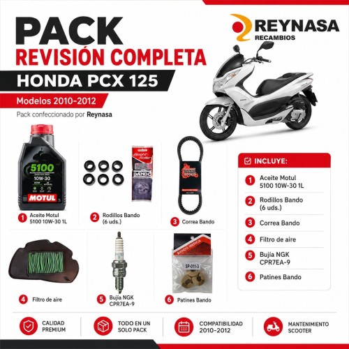 Kit de mantenimiento Honda PCX 125 2010-2012 Motul Bando NGK con filtro de aire