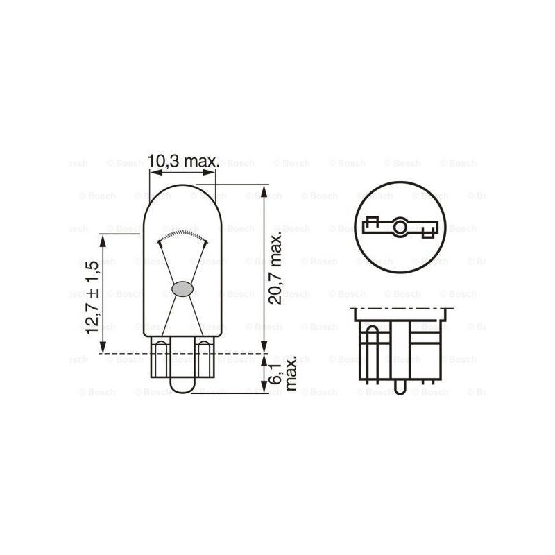 bombilla auxiliar bosch pure light w5w 12v 5w pack 10 unidades 1987302206