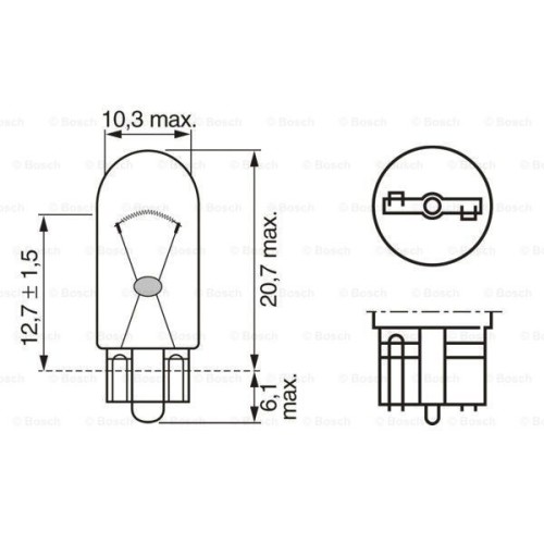 bombilla auxiliar bosch pure light w5w 12v 5w pack 10 unidades 1987302206