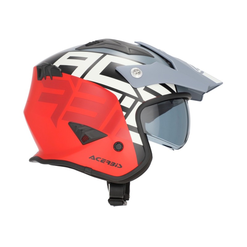 casco acerbis jet aria graphic sport 22 06 color gris y rojo mate 0026602 295