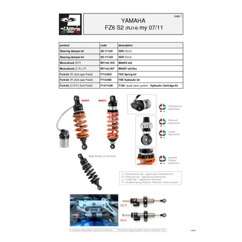 amortiguador trasero matris yamaha fz6 my108 1kd