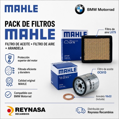 Pack de filtros Mahle OC91D LX75 con arandela 18x22 para BMW serie K